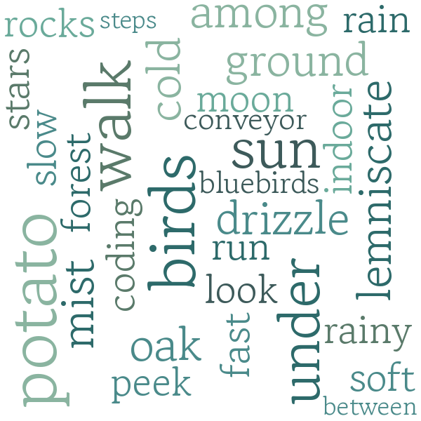 Word cloud of thoughts from distance entries, listed below